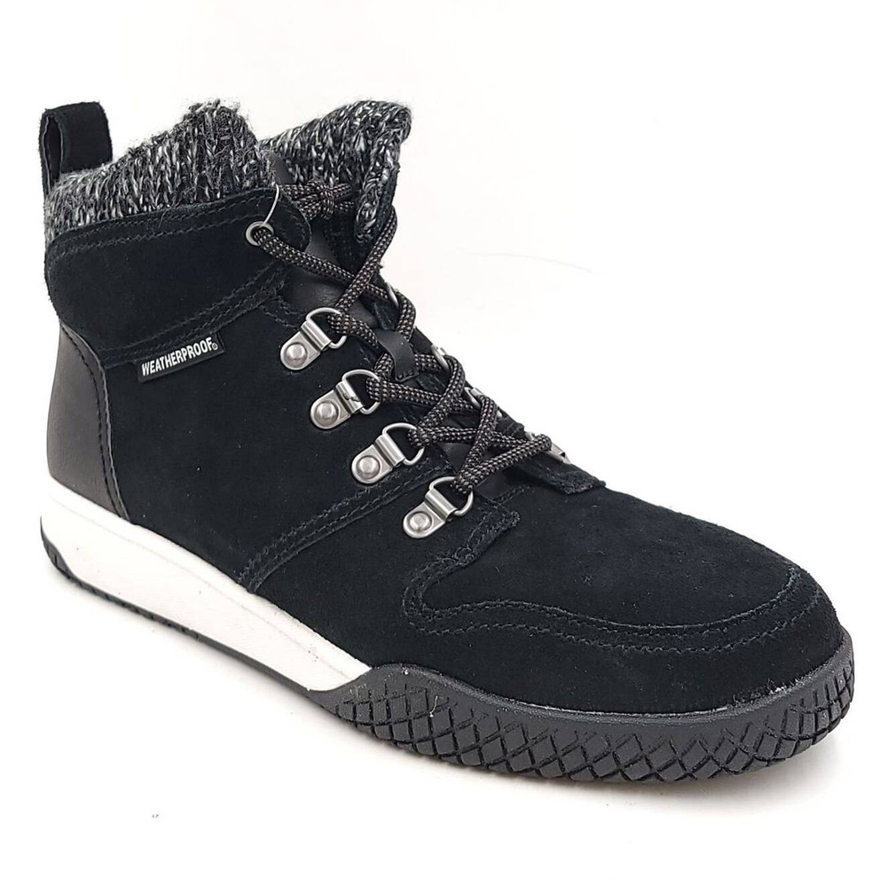 Weatherproof Women Ruby Sneaker Combat Boots Size US 7M Black Suede Leather